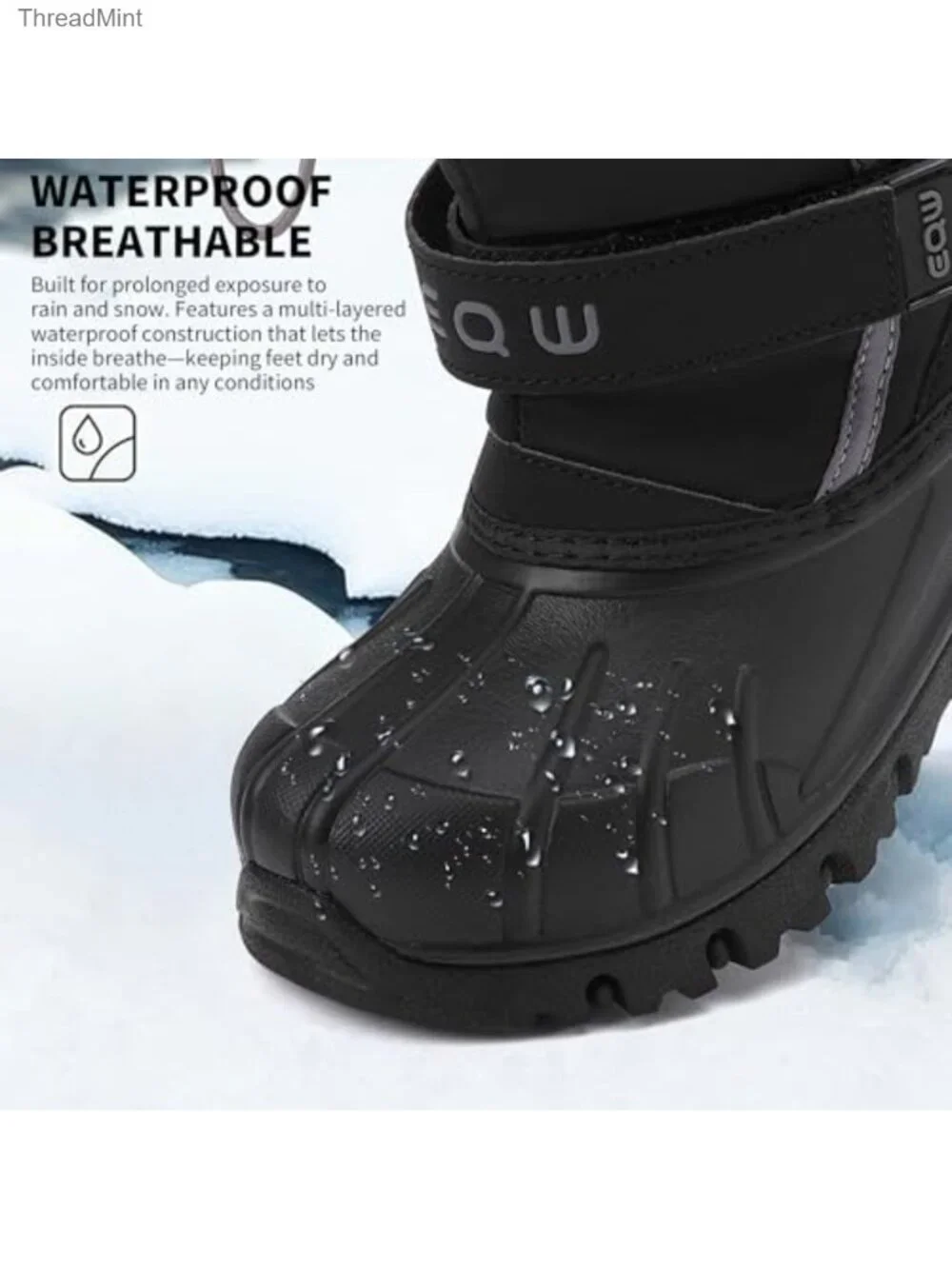 Kids Snow Boots Waterproof 300g Insulation Fur Lined Boys Girls Winter